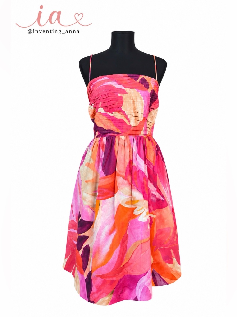 H&M Colorful Floral Dress in Pink and Red w/ Spaghetti Straps size XXL
